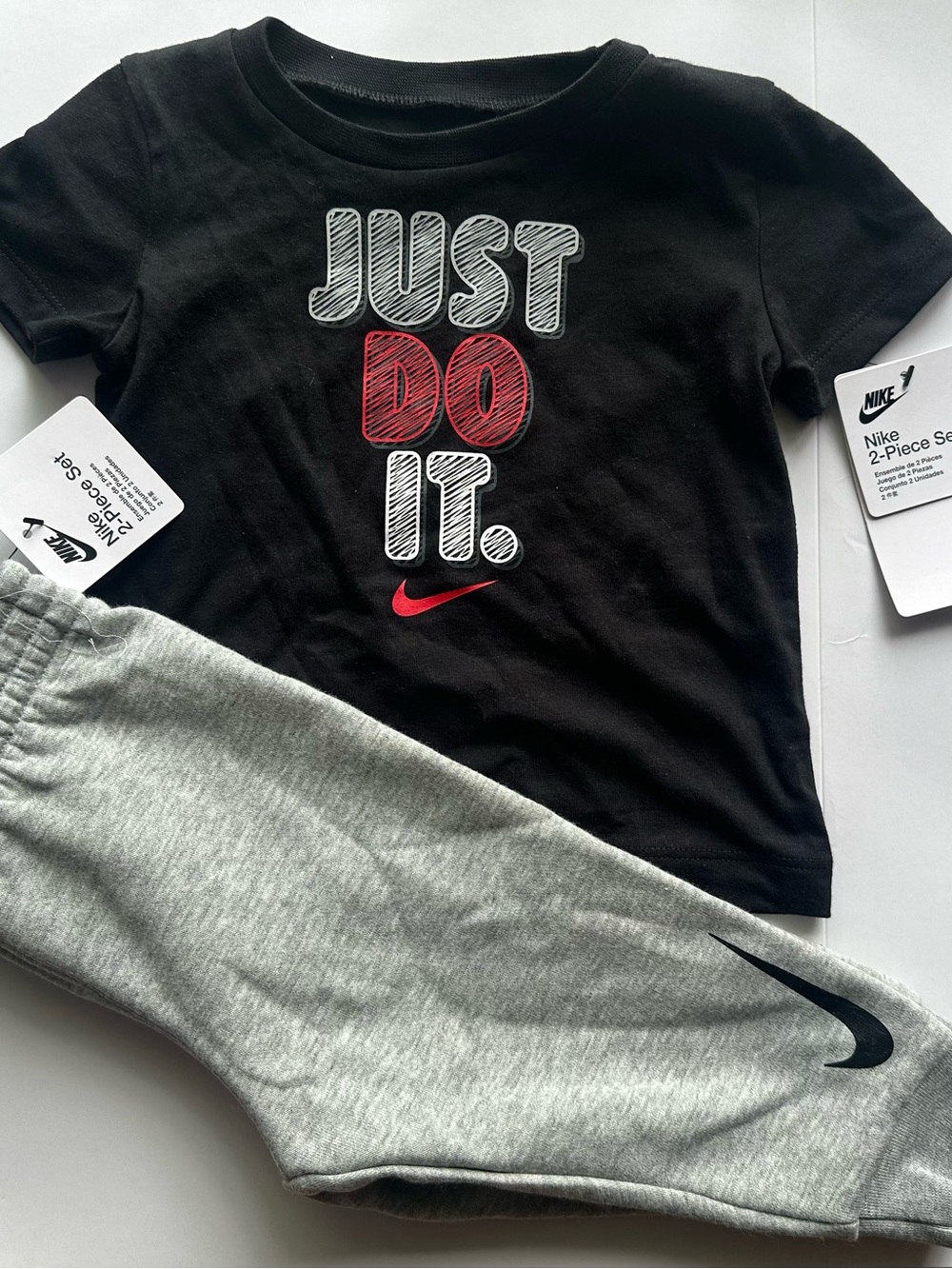 Nike Kids Black "Just Do It" Tee & Gray Jogger Set